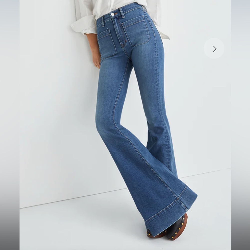 Veronica Beard Sheridan Exaggerated Flare High Rise Bell Bottom Jean.